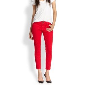 Current Elliott Red Skinny Distressed Ankle Jean